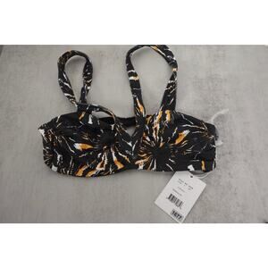 New Andie Swim Women’s Monaco Bikini Top Black Orange X Demi Moore 1677-15